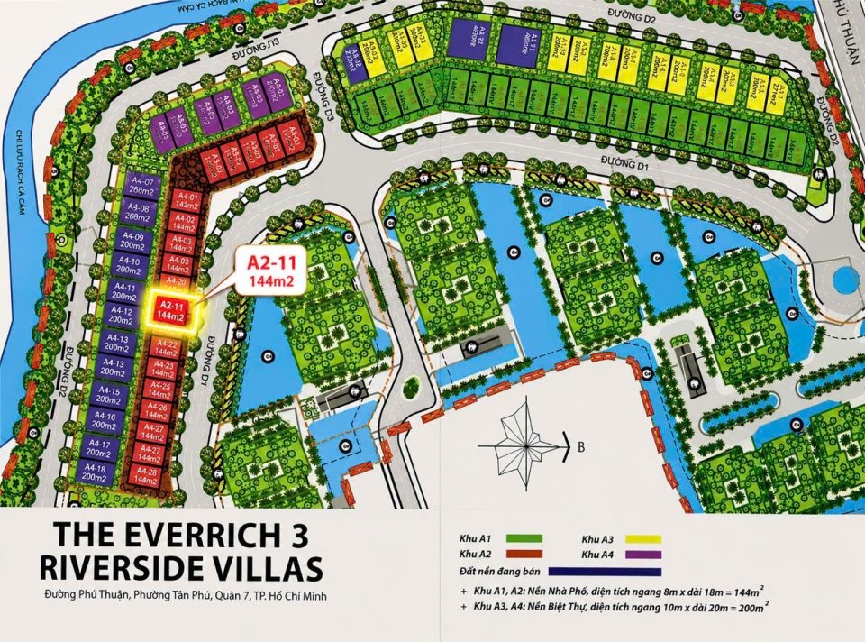 HÀNG HIẾM EVERRICH 3 – ĐẤT 8x18M MẶT ĐƯỜNG 20M – 144M² – CHỈ 22,5 TỶ