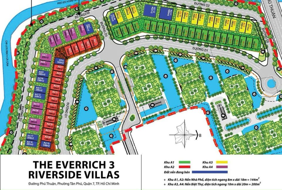 BÁN ĐẤT BIỆT THỰ 200m²  KDC EVERRICH 3 – VIEW SÔNG