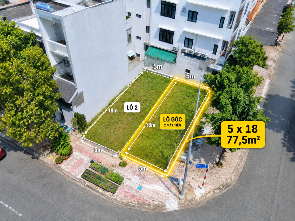 🍀 Bán Lô Đất Nền KDC Sadeco Ven Sông – Góc 2 Mặt Tiền Đường Số 7 – Diện Tích 5 x 18 , Giá 15 Tỷ