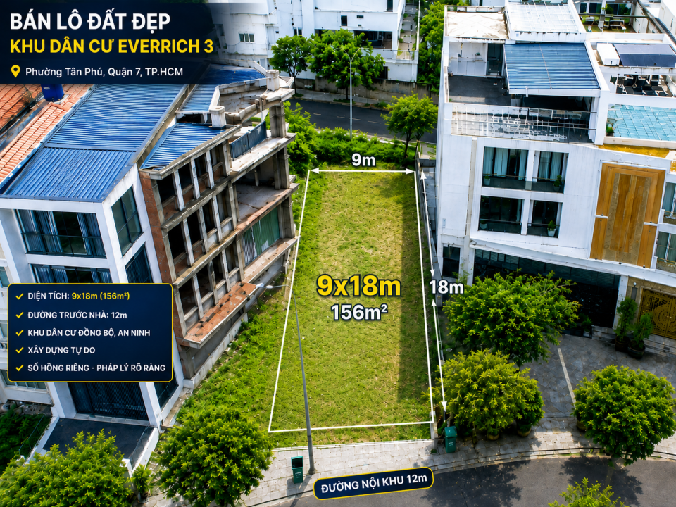 🏡 ĐẤT NỀN NHÀ PHỐ KDC EVERRICH 3 – QUẬN 7 – DT 8×19.5m Giá 27 Tỷ