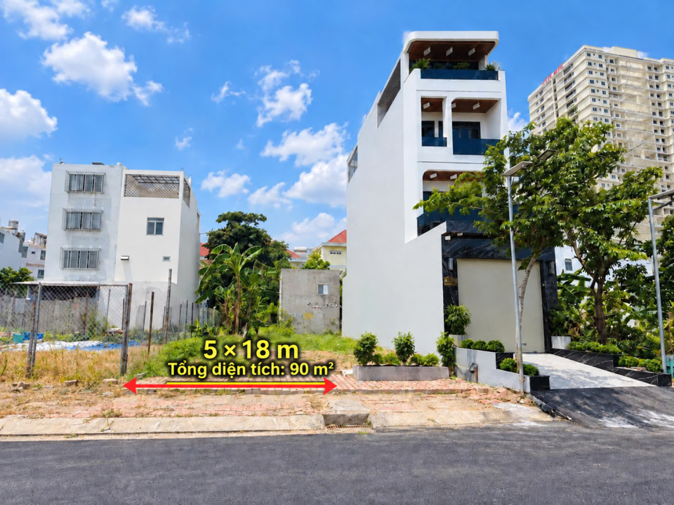 BÁN ĐẤT ĐƯỜNG D9 – TĐC PHÚ MỸ, 5 × 18 M, SỔ HỒNG, GIÁ 8,9 TỶ
