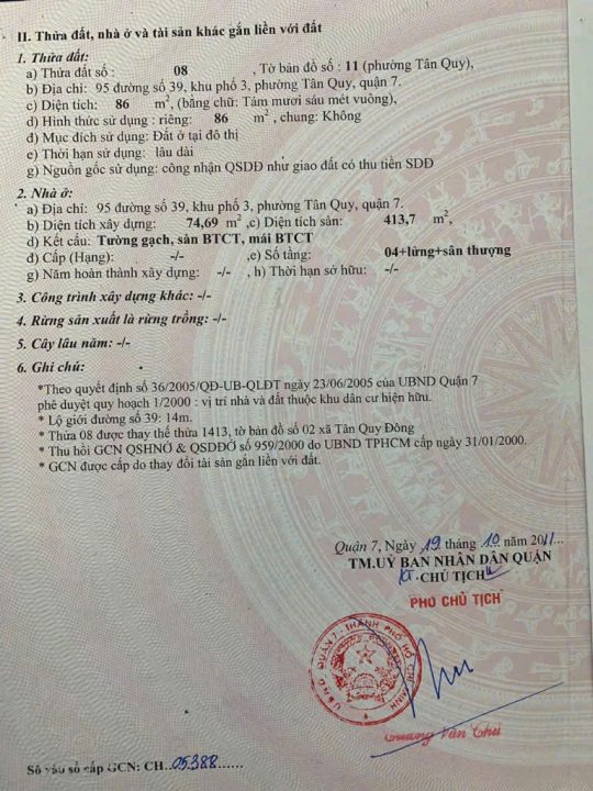 BÁN CHDV ĐƯỜNG 39 TÂN QUY – CÓ DÒNG TIỀN 60TR/THÁNG